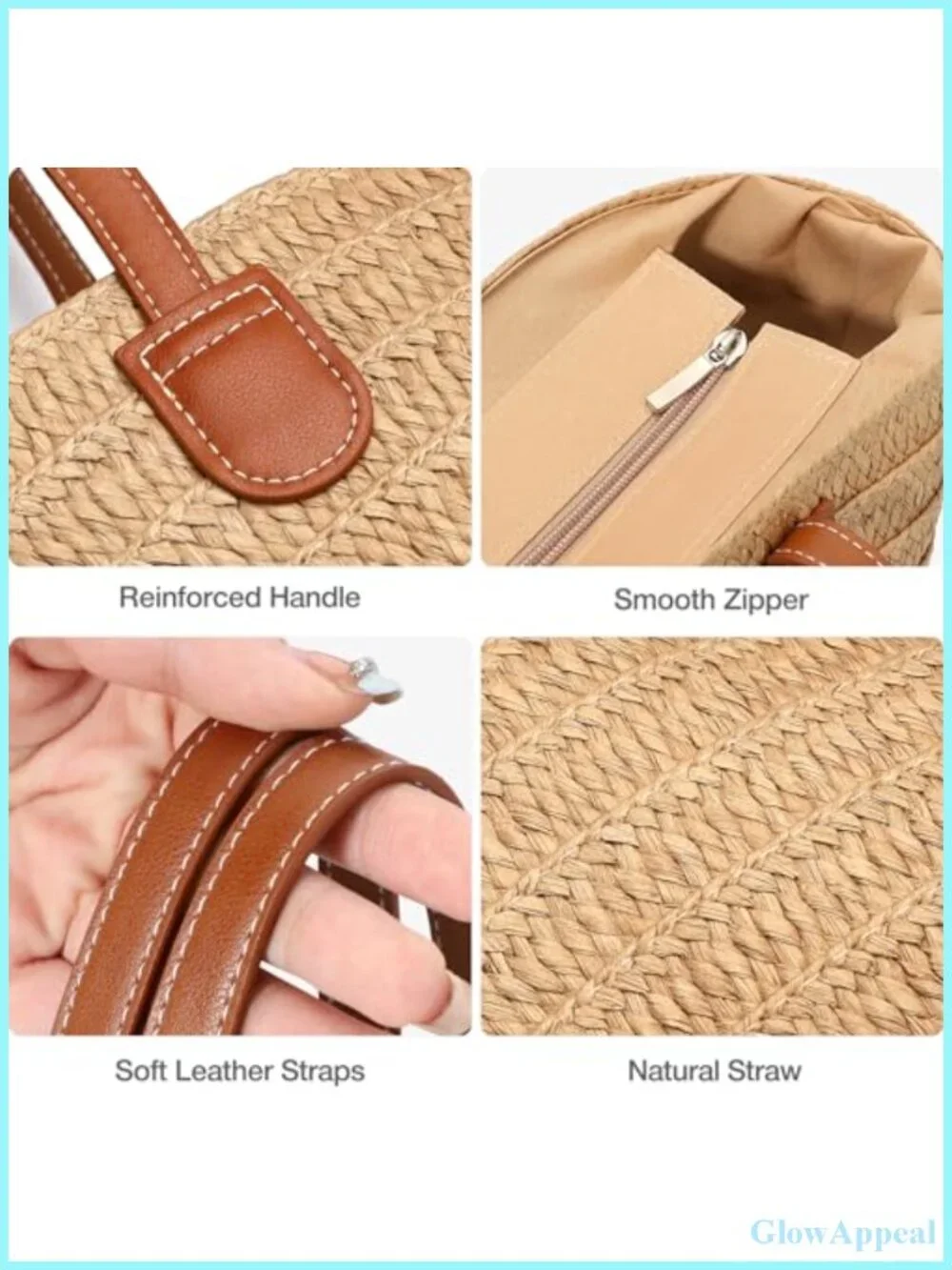 Straw Tote Bag Women Shoulder Handbag Beach Vacation Summer Purse